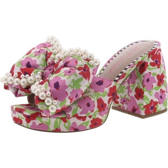 Betsey Johnson Floral Pearl-Embellished Women's Heels - Picture 1 of 2